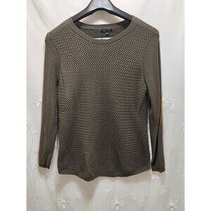 Lety & Me Womens Green Large Sweater Waffle Knit Gorpcore Outdoor Utility Earthy